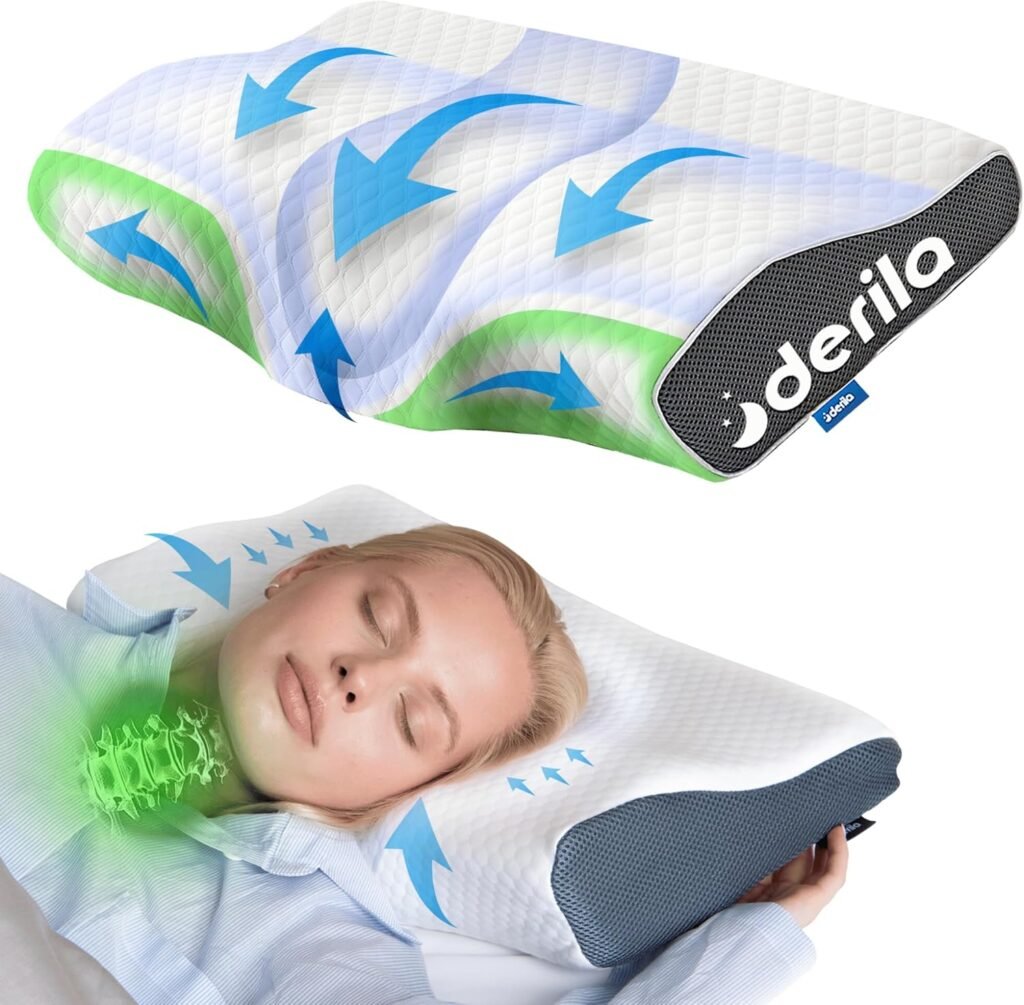 Derila Cervical Neck Pillow - a woman sleeping on a pillow